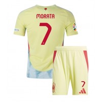 Camiseta España Alvaro Morata #7 Segunda Equipación Replica Eurocopa 2024 para niños mangas cortas (+ Pantalones cortos)